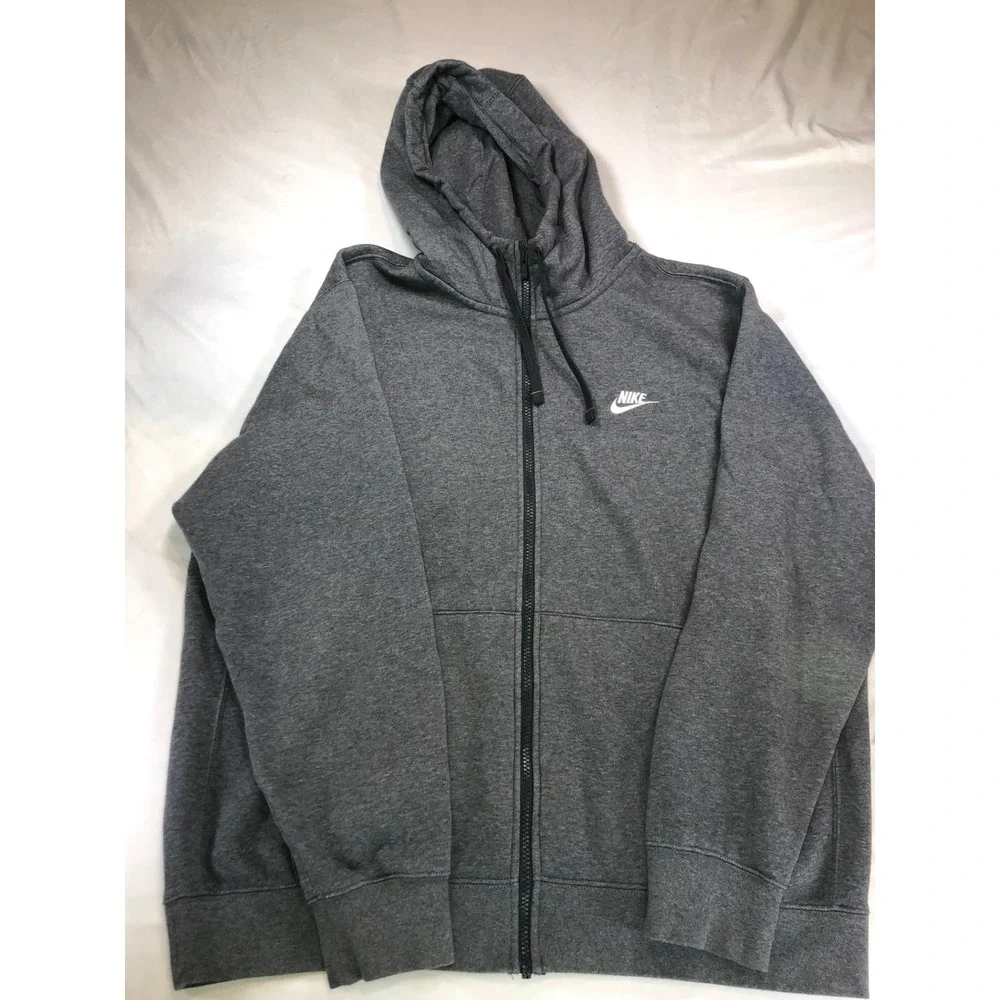 Nike Mens Sportswear Club Fleece Full Zip Hoodie Charcoal Grey XL BV2645-071